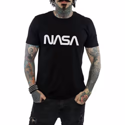 NASA Mens Modern Logo Cotton T-Shirt - XL, Black