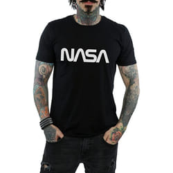 NASA Mens Modern Logo Cotton T-Shirt - XL, Black