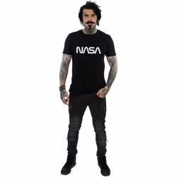 NASA Mens Modern Logo Cotton T-Shirt - XL, Black