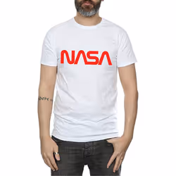 NASA Mens Modern Logo Cotton T-Shirt - XL, White