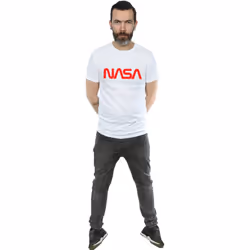 NASA Mens Modern Logo Cotton T-Shirt - XL, White
