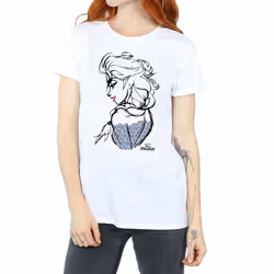 Frozen Womens/Ladies Elsa Sketch Cotton Boyfriend T-Shirt - 3XL, White