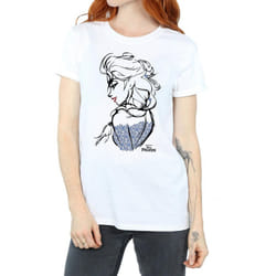 Frozen Womens/Ladies Elsa Sketch Cotton Boyfriend T-Shirt - 3XL, White