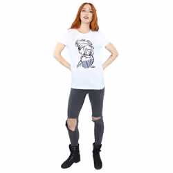 Frozen Womens/Ladies Elsa Sketch Cotton Boyfriend T-Shirt - 3XL, White