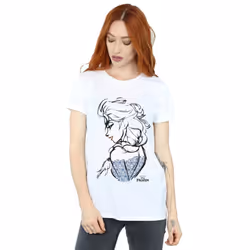 Frozen Womens/Ladies Elsa Sketch Cotton Boyfriend T-Shirt - 3XL, White