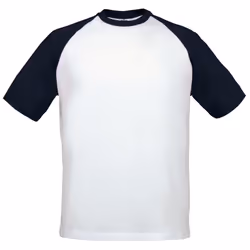 B&C Mens Short-Sleeved Baseball T-Shirt - S, White/Navy
