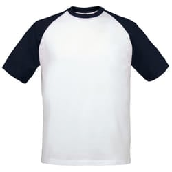 B&C Mens Short-Sleeved Baseball T-Shirt - S, White/Navy