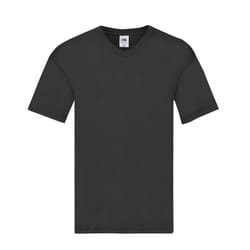 Fruit of the Loom Mens Original Plain V Neck T-Shirt - L, Black