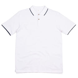 Mantis Mens Tipped Polo Shirt - S, White/Navy