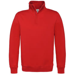 B&C Mens ID.004 Cotton Quarter Zip Sweatshirt - XL, Red