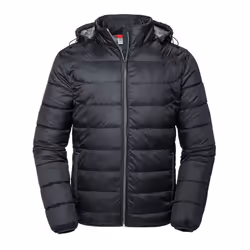 Russell Mens Nano Hooded Padded Jacket - L, Black