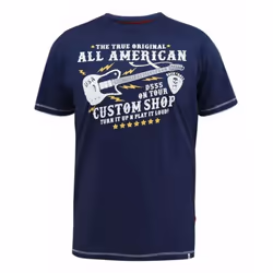 Duke Mens Bronte D555 Kingsize All American Guitar T-Shirt - XXL, Navy