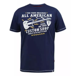 Duke Mens Bronte D555 Kingsize All American Guitar T-Shirt - XXL, Navy
