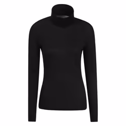 Mountain Warehouse Womens/Ladies Merino Wool Roll Neck Base Layer Top - 8 UK, Black