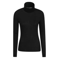 Mountain Warehouse Womens/Ladies Merino Wool Roll Neck Base Layer Top - 8 UK, Black