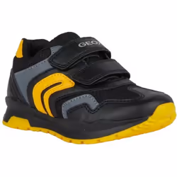Geox Childrens/Kids Pavel Leather Trainers - 1 UK, Black/Yellow