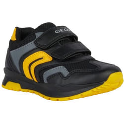 Geox Childrens/Kids Pavel Leather Trainers - 1 UK, Black/Yellow