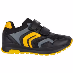 Geox Childrens/Kids Pavel Leather Trainers - 1 UK, Black/Yellow