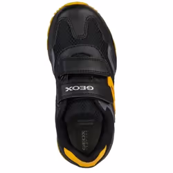 Geox Childrens/Kids Pavel Leather Trainers - 1 UK, Black/Yellow