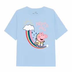 Peppa Pig Girls Rainbow slide T-Shirt - 5-6 Years, Light Blue