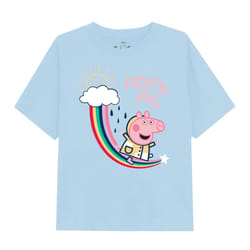 Peppa Pig Girls Rainbow slide T-Shirt - 5-6 Years, Light Blue
