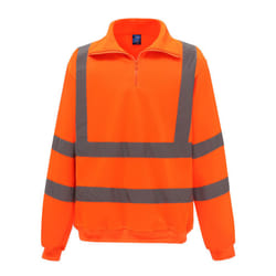 Yoko Mens Hi-Vis Quarter Zip Sweatshirt - 3XL, Orange