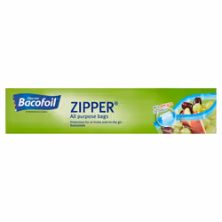 Bacofoil Zipper Bag (Pack of 15) - 47mm x 287mm x 64mm, Clear