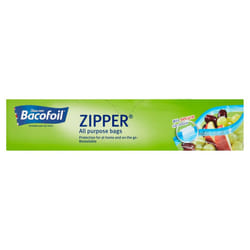Bacofoil Zipper Bag (Pack of 15) - 47mm x 287mm x 64mm, Clear
