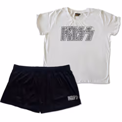 Kiss Womens/Ladies Infill Logo Cotton Summer Short Pyjama Set - M, White/Black
