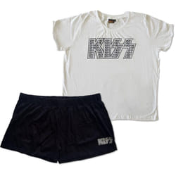 Kiss Womens/Ladies Infill Logo Cotton Summer Short Pyjama Set - M, White/Black
