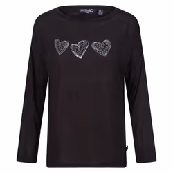 Regatta Womens/Ladies Carlene Hearts Long-Sleeved T-Shirt - 14 UK, Black