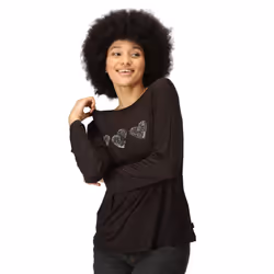 Regatta Womens/Ladies Carlene Hearts Long-Sleeved T-Shirt - 14 UK, Black