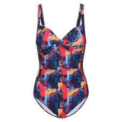 Regatta Womens/Ladies Sakari Brush Stroke Tummy Control One Piece Swimsuit - 8 UK, Navy