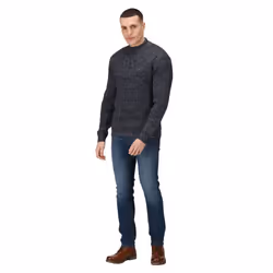Regatta Mens Solomon Marl Knitted Zip Neck Sweatshirt - L, Navy