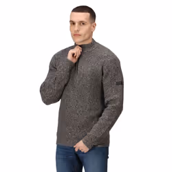 Regatta Mens Solomon Marl Knitted Zip Neck Sweatshirt - 3XL, Dark Grey