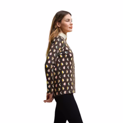 Regatta Womens/Ladies Orla Kiely Leaf Print Long-Sleeved T-Shirt - 8 UK, Tiny Elm Grey