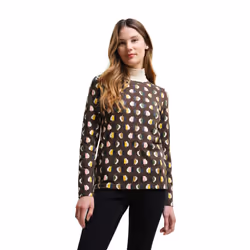 Regatta Womens/Ladies Orla Kiely Leaf Print Long-Sleeved T-Shirt - 8 UK, Tiny Elm Grey