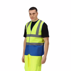 Regatta Mens Pro Two Tone Hi-Vis Vest - M, Fluorescent Yellow/Royal Blue