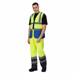 Regatta Mens Pro Two Tone Hi-Vis Vest - M, Fluorescent Yellow/Royal Blue