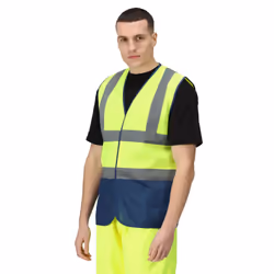 Regatta Mens Pro Two Tone Hi-Vis Vest - XL, Fluro Yellow/Navy