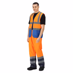 Regatta Mens Pro Two Tone Hi-Vis Vest - XL, Fluro Orange/Royal Blue