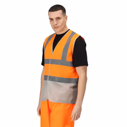 Regatta Mens Pro Two Tone Hi-Vis Vest - XL, Fluro Orange/Seal Grey