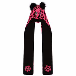 Dare 2B Childrens/Kids Snowplay Leopard Print 3 in 1 Hat Scarf - 3-6 Years, Pure Pink/Black