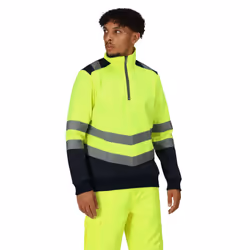 Regatta Mens Pro Hi-Vis Quarter Zip Top - XL, Yellow/Navy