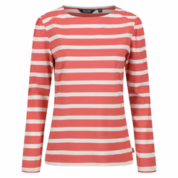 Regatta Womens/Ladies Federica Stripe Long-Sleeved T-Shirt - 18 UK, Mineral Red/Light Vanilla