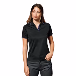 Premier Womens/Ladies Coolchecker Contrast Pique Polo Shirt - S, Black/Purple