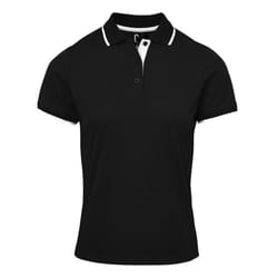Premier Womens/Ladies Coolchecker Contrast Pique Polo Shirt - M, Black/White