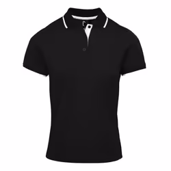 Premier Womens/Ladies Coolchecker Contrast Pique Polo Shirt - L, Black/White
