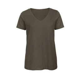 B&C Womens/Ladies Inspire Organic Cotton V Neck T-Shirt - 10 UK, Khaki