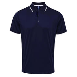 Premier Mens Coolchecker Contrast Pique Polo Shirt - L, Navy/White